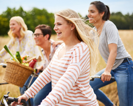 women riding bicycles